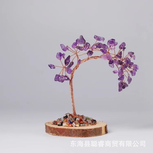 คริสตัลต้นไม้สีอเมทิสต์เจ็ดสี ฐานไม้ ของตกแต่งโต๊ะทำงานที่บ้าน/สำนักงาน ของขวัญรักษ์โลก - Product Image 2