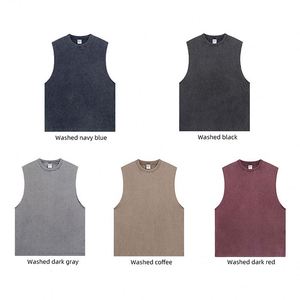 <span class=keywords><strong>2025</strong></span> à la mode hommes Vintage débardeur lavage à l'acide sans manches impression personnalisée T-shirts - Product Image 2