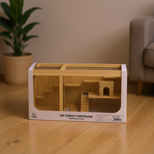 Jaula de Madera para Hámster, Casa para Mascotas Rectangular Moderna de Interior, Tamaño Pequeño, Fácil de Montar - Product Image 2