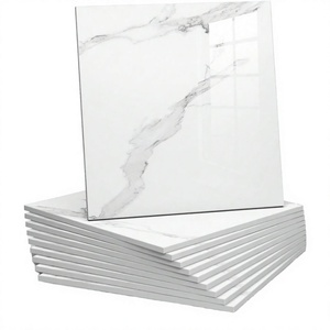 Carreaux de sol en porcelaine brillante antidérapants en marbre blanc 60x60cm, utilisation moderne pour hôtels et villas, imitation de texture de pierre pour salle de bain intérieure - Product Image 4
