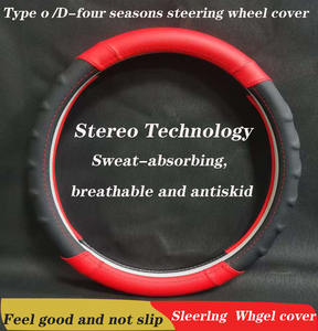 Housse de volant en <span class=keywords><strong>cuir</strong></span> de luxe GD BLA Premium à 4 branches, noire, universelle, avec logo personnalisé, respirante, absorbant la transpiration, protectrice - Product Image 2