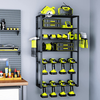 JH-Mech-Grande étagère pour outils utilitaires, support mural pour 8 perceuses, 6 couches, organisateur d'outils électriques en métal robuste et support de rangement