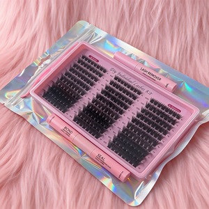 Kit d'extensions de cils individuels en grappes, logo personnalisé, style fluffy, fait main, segmenté, 100D <span class=keywords><strong>200D</strong></span>, cils en grappes moelleux, style doux - Product Image 1