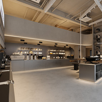 Comptoir de bar moderne pour café, étagère en bois pour pâtisseries, vitrine à desserts en verre, vitrine LED, design personnalisé pour boulangerie-café