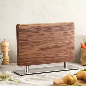 XINZUO New Walnut Wood Magnetic Knife Holder Double Side High Quality Display Stand Kitchen Storage Rack
