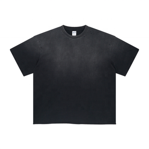 Camisetas de manga corta con lavado ácido y corte teñido en aerosol de marca de moda de primavera y verano para hombres - Product Image 5
