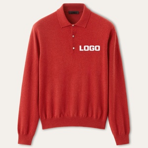 Polo de luxe emblématique pour homme en laine vicuña naturelle couleur vicuña foncée, tricot haut de gamme, broderie personnalisée, polos pour homme, hauts - Product Image 1