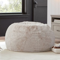 Fauteuil pouf Sherpa ivoire, design chinois, mobilier de maison avec revêtement en tissu pour rangement, 100x120cm, rembourrage en mousse EPS