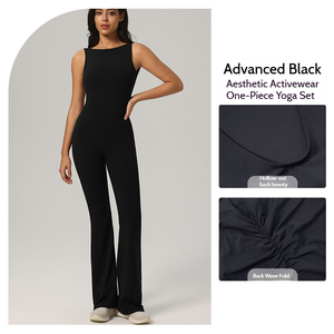 Traje deportivo de una pieza sin espalda para yoga, mono ajustado de secado rápido para mujer, para correr y hacer deporte. - Product Image 4
