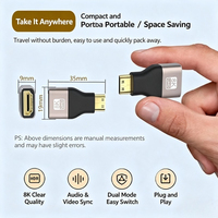 Adaptateur Mini 8K 60Hz HDR 48 Gbit/s en alliage d'aluminium plaqué or pour convertisseur femelle-mâle compatible OEM moule privé DSLR
