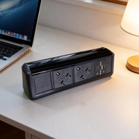 Stopkontak Meja Jepit Standar Inggris 13A 2 Outlet 2 Port USB dengan Proteksi Beban Berlebih untuk Meja Konferensi Kantor