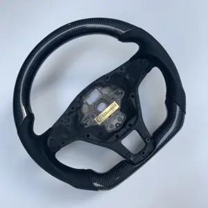 工厂价格黑色碳纤维方向盘，用于雪佛兰Camaro Malibu的黑色碳纤维方向盘，带黄色中心线碳饰件和按钮