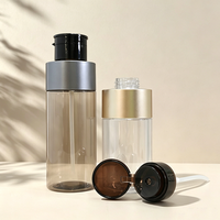 Botol Silinder PET Transparan Mewah 300ml/400ml dengan Kerah Aluminium dan Pompa Tekan Hitam
