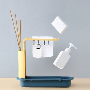 Telescopic Shelf Soap Sponge Drain Rack <b>Storage</b> Basket Faucet Adjustable Bathroom Holder <b>Sink</b> Kitchen Accessories - Product Image 1