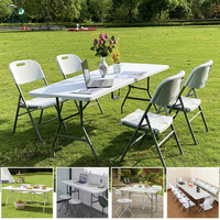 Table Pliante en Plastique HDPE Durable de Haute Qualité pour Banquets, Chaises de Camping et Dîner pour Événements, Idéale pour la Location de Fêtes de Jardin et Balcons de 6 Pieds