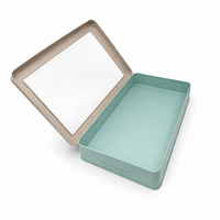 Boîte à biscuits rectangulaire personnalisée avec fenêtre transparente pour l'emballage de biscuits, chocolats et bonbons, conteneur cadeau de luxe en fer blanc