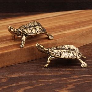 Figurine de tortue en laiton, petite décoration de table, style traditionnel, sculpture animale, modèle d'ornement d'intérieur - Product Image 2