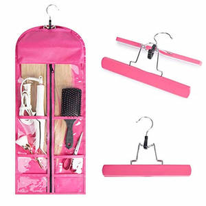 Custom Logo Extra Large Black Non Woven PVC Wig Hanger Bags Human Hair Wig Packaging For Wig Storage