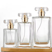 Flacon de parfum de luxe en verre transparent 30 ml, flacon d'eau mat 10 ml séparé, diffuseur à pression, emballage avec impression sérigraphique