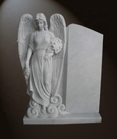 Ange funéraire sculpté à la main en marbre blanc naturel pour cimetière