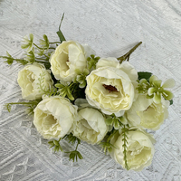 Buket Bunga Peony 7 Tangkai Langsung dari Pabrik, Bunga Peony Buatan untuk Dekorasi Rumah, Pesta, dan Pernikahan, Bunga Peony Palsu Putih