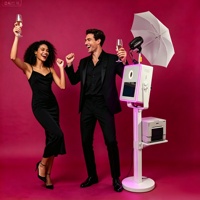 Tech-Metall Fotobox 15,6 Zoll Winkelverstellbarer Touchscreen LED-Lichtleiste für Hochzeiten Partys Bars Vermietung Geschäftsveranstaltungen