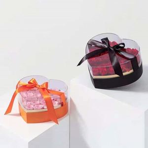 Boîte cadeau en forme de cœur avec fleur de rose, nouveau design 2021, avec couvercle en acrylique transparent et ruban en polyester - Product Image 3