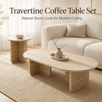 Mesa de centro de travertino Wabi Sabi con diseño de cueva de viento, moderna para sala de estar de villa, para casa pequeña, estilo de influencer