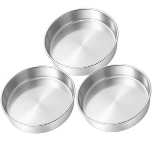 Plat à pâtisserie rond en acier inoxydable, moule à tarte profond en métal argenté pour la cuisson au four, forme ronde, taille personnalisée et finition brillante - Product Image 2