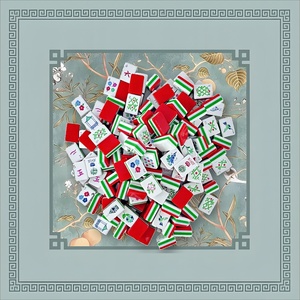Jeu de Mahjong américain de luxe portable en acrylique rouge chinois, 30 mm (1-3/16 po), 4 couches, 160 tuiles, avec tapis de style chinoiserie Sauge Garden - Product Image 1