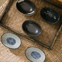 Petite coupelle en céramique de style japonais en forme de lingot pour sauce, assiette à apéritif pour condiments, wasabi, huile pimentée, et snacks