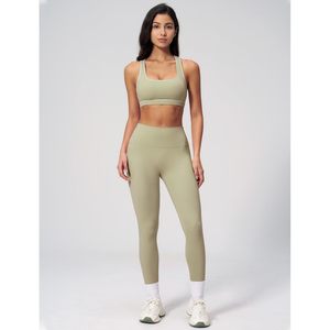 Womens Workout <b>Set</b> Two Piece Racerback Sports Bra Matching High Waist Leggings Yoga Gym Pilates Outfit Spandex Polyester - Product Image 5