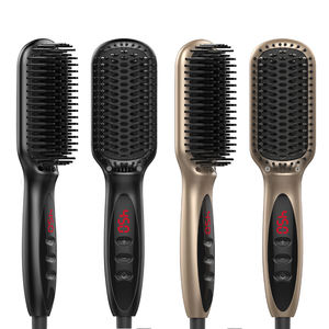 Brosse lissante électrique certifiée CE la plus vendue avec écran LCD et plaques en céramique pour barbe et cheveux - Product Image 2