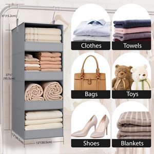 4-<b>Shelf</b> Hanging Organizer 33x15x85cm Foldable Fabric Closet Storage For Bedroom Clothing - Product Image 3