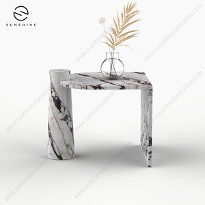 โต๊ะปลายหินอ่อน Calacatta หรูหราออกแบบวงรีที่ทันสมัยสำหรับเฟอร์นิเจอร์ห้องนอนและโรงแรมระดับไฮเอนด์ - Product Image 5