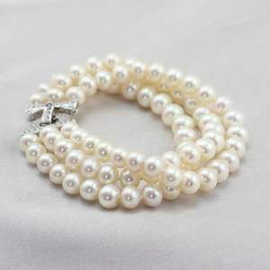 Pulsera de Perlas de Agua Dulce de Alta Calidad de 6-7 mm, Redonda, de 3 Hileras, Anillos de Joyería Hechos a Mano con Múltiples Capas de Perlas - Product Image 3