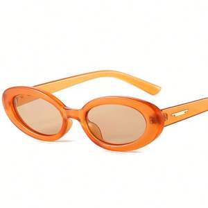 Gafas de Sol Ovaladas con Marco Pequeño y Remaches Retro de Moda con Logotipo Personalizado 2025, Gafas de Sol de Ojo de Gato con Protección UV400 en Color Caramelo para Mujer - Product Image 1