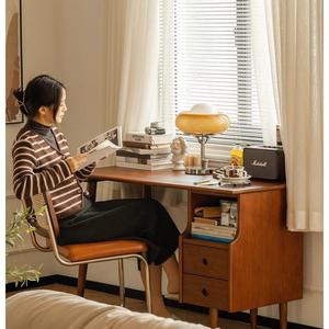 โต๊ะทำงานไม้เนื้อแข็งพร้อมชั้นวางหนังสือสไตล์ญี่ปุ่นโต๊ะคอมพิวเตอร์สำหรับเขียนในโฮมออฟฟิศ - Product Image 1