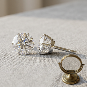 Lab Grown Diamond Round Brilient Cut Diamond Stud <b>Earrings</b> Classic Style Women Wedding Jewelry IGI Certified - Product Image 1