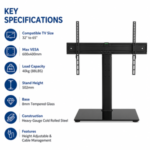 DS303L Moderner Metall-Wohnzimmermöbel VESA 600x400 Tischplatte Wandhalterung <span class=keywords><strong>TV</strong></span>-Ständer für 32-35 Zoll Fernseher - Product Image 2