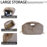 Sac à main en fausse fourrure de vison pour femme, doux et moelleux, avec chaîne dorée amovible, sac bandoulière, pochette de soirée