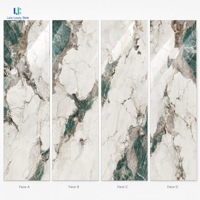 Luca Green Crystal Breccia Tampilan Slab Format Besar |   800x2600mm 9mm Kristal Butiran 4 Sisi Acak Dinding Lantai Hotel Ukuran Kustom OEM