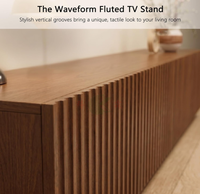 Meuble TV moderne du milieu du siècle, 86 pouces, en noyer, console de divertissement, grand meuble de rangement, étagères réglables pour salon