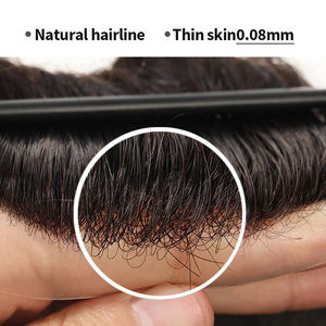 Prostesis Rambut Manusia India 100% Dengan Alas Kulit Injeksi Kulit 0810Pu Rambut India Harga Terjangkau Toupee Rambut Manusia - Product Image 2