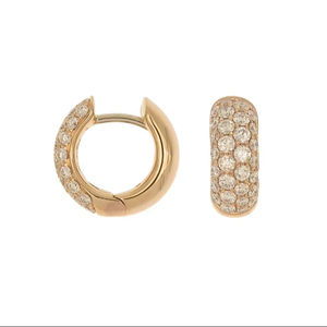 ต่างหูแบบห่วงประดับเพชรทรงรี ทองคำขาว 18K เครื่องประดับหรูหรา ป้องกันการแพ้ สำหรับผู้หญิง - Product Image 1