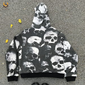 Sudadera con Capucha y Cremallera con Logotipo Personalizado Estampado en Toda la Superficie, Sudadera con Capucha de Estilo Vintage Lavado, Sudadera Gruesa 100% Algodón para Hombre - Product Image 6