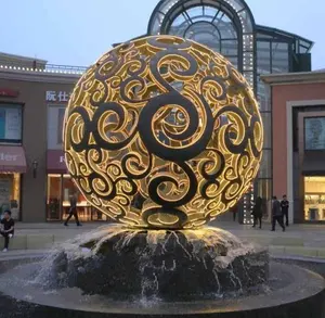 Vente directe d'usine paysage de jardin extérieur décor en métal personnalisé sculpture de boule en acier inoxydable