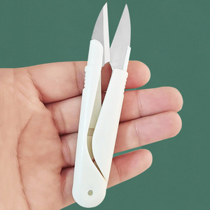 U-shaped household small <b>scissors</b> with round tips, capped spring-loaded <b>sewing</b> <b>scissors</b>, fishing line cutters, stainless steel - Product Image 2