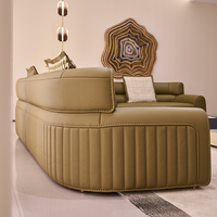 Canapé modulaire sectionnel moderne en cuir véritable 3 places de taille moyenne avec pieds en acier inoxydable pour salon - Design durable
