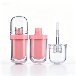 Tube de gloss à lèvres ovale 3ml, emballage cosmétique en plastique avec bouchon à vis, couleur rose, pour le stockage du gloss à lèvres - Product Image 1